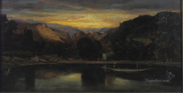 アレクサンドル・ガブリエル・デカンプス Painting - 湖の夕日 アレクサンドル・ガブリエル・デキャンプ オリエンタリスト